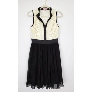 Ted Baker Black Cream Lace Bodice Pleated Dress 4